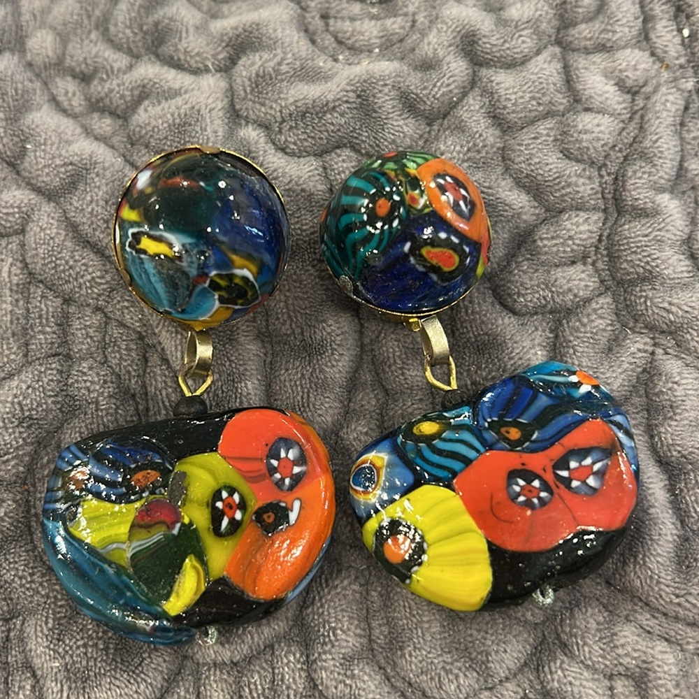Vintage Venetian Glass Bohemian Bead Earrings-Boutique